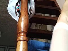 Hey, check me out fingering myself wildly on the home stairs like a naughty prostitute. It's super exciting and feels amazing!