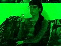 beth kinky as sexy goth domina smokes cigarette in green light hd