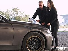 Dirty flix shows lovely teen 18+ Vivian Grace taking intense fuck from behind. She rides shaved pussy hard after blowjob and cumshot.