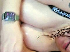 Sandra Jerks Cock All Over Her Big Natural Tits In Candid Tug!