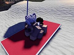 Whoa, this Roblox slut gets caught and ridden hard on public beach! 🌊🍑