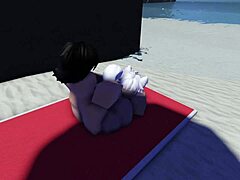 Whoa, this Roblox slut gets caught and ridden hard on public beach! 🌊🍑