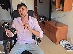 Playing With Crazy Oiled Toy In Homemade Solo