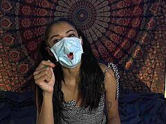 she removed her mask in the hospital to lick and deepthroat the doctor's big cock during roleplay