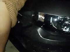 Horny Latina Prostitute Can't Resist and Gets Fucked on the Beach Over the Car in Public, Showing Off Tits and Ass.