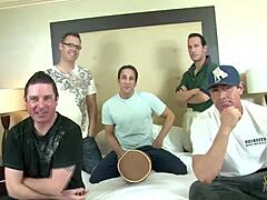 Horny young brunette loves group sex