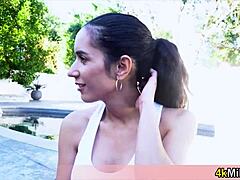 Sporty Golddigger Stepmom Gets First Taboo Fuck Outdoors With Blowjob And Pussy Pounding