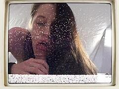 the asian nurse blaire celeste in latex gloves and uniform gets POV blasted with JIZZ during hospital patient scene