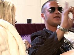 In the casting interview, thick blonde Alexis Texas fingers her pussy before licking and riding Danny Mountain's big cock passionately.