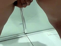 Whoa, this teen is bending over and peeing right in the bathroom like that