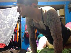 Blonde slut bends over for doggystyle fucking.