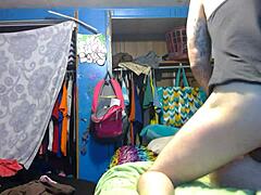 Blonde slut bends over for doggystyle fucking.