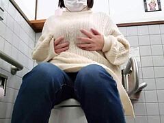 I secretly masturbate in toilet as excited married woman