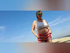 Farol Na Praia with Mature Milf Showing Big Natural Tits and Pussy Lips