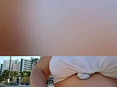 Farol Na Praia with Mature Milf Showing Big Natural Tits and Pussy Lips