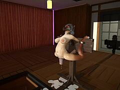 Furry Cat Dildoes Leading to Explosive Cum Inflation Action!