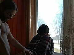 Helga Bosk Engages In Risky Bareback Sex By Window With People Walking By