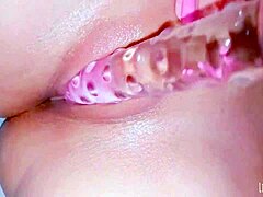 Horny Girl In The Spa Can't Wait For Glass Dildo