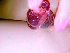 Horny Girl In The Spa Can't Wait For Glass Dildo