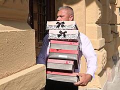 Amber Jayne's Super Hot Footjob in Stockings Turns Barefoot Fuck Wild!