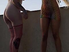 Gushi E Ski Se Pegam Durante As Fotos With Brazilian Curvy Teen Flashing Pierced Nipples And Big Pussy Kissing