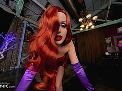 VR Conk features hot redhead Jessica Rabbit in cosplay parody. She sucks cock and gets fucked hard in rough doggystyle.