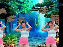 Hey, this old Chinese granny is dancing around like a sexy milf – kinda wild for her age 😏👵