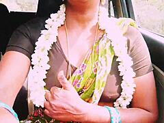 indian beautiful aunty got into dirty talk while fucking the engh boy for a long drive in that cute encounter