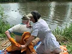 i spot blonde girl washing at river and crave to fuck her with buddy