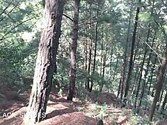 Adventure in the jungle turned into fucking with my friend. She swallowed my cum outdoors.