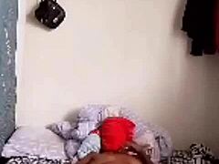 Petite teen student with big clit gets caught in dorm room bedroom during bent over doggystyle action on camera, her tight pussy exposed in the sexy encounter