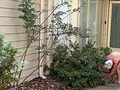 hey, check out nakedman15 getting wild with naked gardening in the outdoor public space