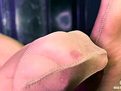 beautiful mistress feet and ass in flesh-colored pantyhose teasing you