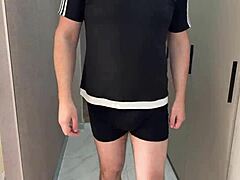 Perverted stepson sniffs stepmom's panties then fucks her in russian amateur style