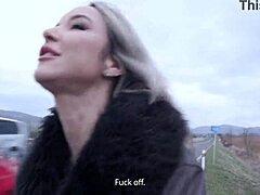 exploring hitch-hiking adventures with wet francys belle in a shower scene featuring pee drink and cum swallow