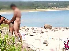 Natali Quinn drilled doggystyle next to beach