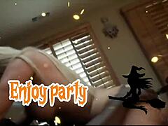 Julie Cash halloween clip with cowgirl riding in interracial homemade sex for cash!