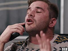 We caught our colleague masturbating so we two big ass teachers fucked him hard in rough group sex