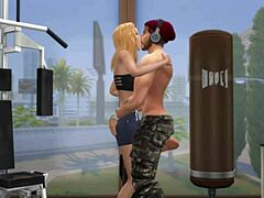 hunky sims 4 guy gets sweaty hot sex after intense gym workout... he blows cumshot on face