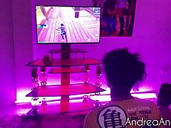 I'm playing Fortnite when my horny stepsister seduces me to fuck her big ass with her ebony friend joining in