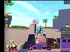 Roblox character Miku appears in a group setting.