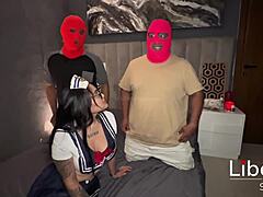 Marinera Sailor Gets Fucked Hard in the Boat by Two Captains in MMF Threesome with Big Tits and Doggystyle