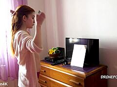 I feel so drawn to this beautiful naked Czech redhead karolinka with small tits applying makeup