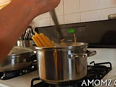 What happens when a cougar deepthroats then rides with naughty European flair and big tits bouncing?