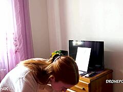 I feel so drawn to this beautiful naked Czech redhead karolinka with small tits applying makeup