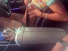 she was just chilling playing with that big black cock in the car giving a handjob and blowjob outdoors