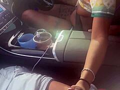 she was just chilling playing with that big black cock in the car giving a handjob and blowjob outdoors