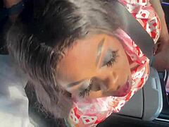 she was just chilling playing with that big black cock in the car giving a handjob and blowjob outdoors