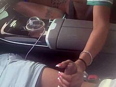 she was just chilling playing with that big black cock in the car giving a handjob and blowjob outdoors