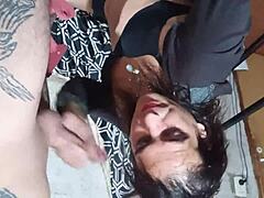 Mariquita's crazy roommate destroys her with BBC facial and anal bondage!